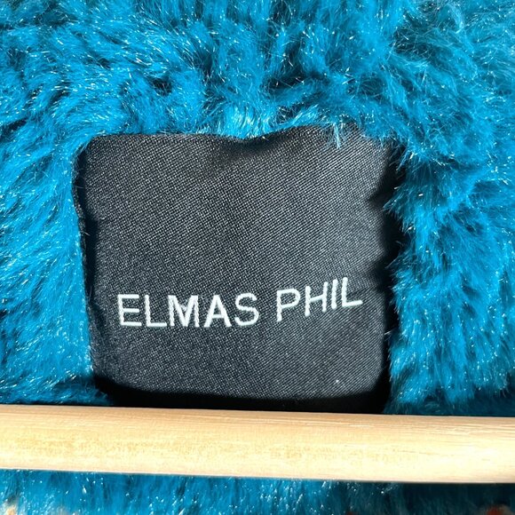 High End Elmas Phil Faux Fur Vest MEDIUM Teal Made in Italy EUC - Picture 7 of 11
